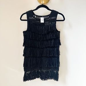 Women's BRAND NEW (NWT) Maiyet black fringe tunic sweater, limited quantity